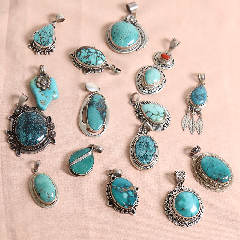 Nepal handmade 925 Turquoise Pendant Pendant Bohemia Retro personality clothing Accessories Pendantin the Accessories/Fashion Jewelry, Pendant/Pendant category - from Buy2taobao.com to provide professional Taobao agent buy service