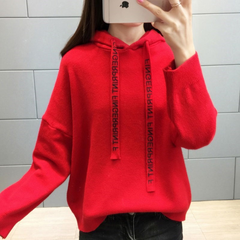2019毛线网红卫衣女连帽针织套头宽松慵懒风毛衣韩版短款冬季带帽在类目 女装/女士精品, 毛衣中 - 来自Buy2taobao.com提供专业的淘宝代购服务