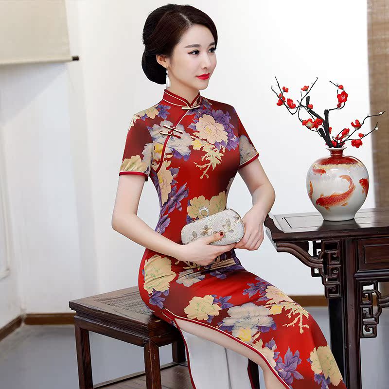 2019新款复古中国风性感优雅旗袍长款夏走秀演出服大码改良女显瘦在类目 女装/女士精品, 婚纱/旗袍/礼服, 旗袍中 - 来自Buy2taobao.com提供专业的淘宝代购服务