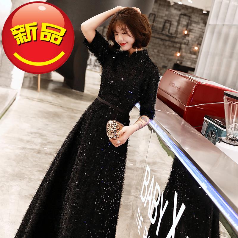 钢琴演出服礼p服女成年黑色年会晚礼服裙2018新款宴会主持人晚宴|ruв категории Женская одежда, Cвадебные платья, платье/вечернее платье - от Buy2taobao.com для оказания профессиональной услуги покупки агента Taobao
