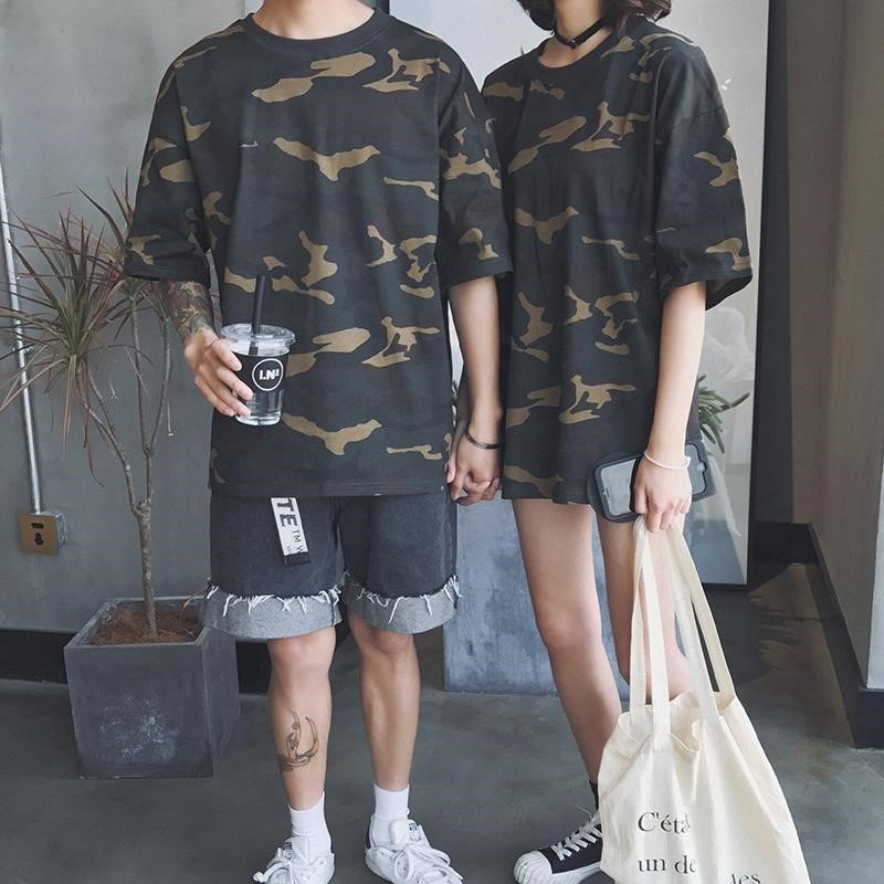 Not the same Couples dress 2018 spring clothes new pattern camouflage Short sleeved T-shirt summer Korean Edition Versatile temperament jacketin the Women's clothing/Boutique , T-shirt category - from Buy2taobao.com to provide professional Taobao agent buy service