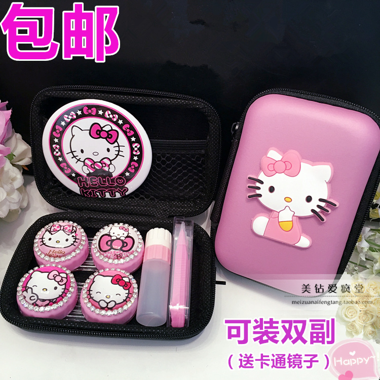 近视隐形眼镜盒女kt美瞳盒子可爱少女心双副装便携伴侣盒双联盒钻|ruв категории ZIPPO/швейцарский армейский нож/очки, очки оборудование, уход агент, контактные линзы партнера коробка - от Buy2taobao.com для оказания профессиональной услуги покупки агента Taobao