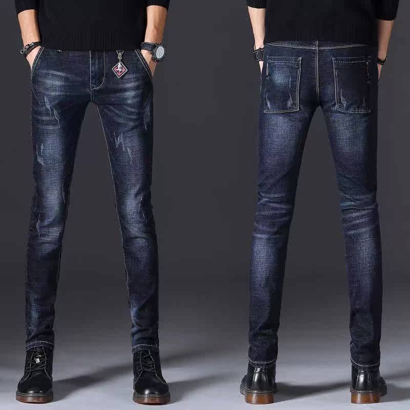 2018 Autumn and winter new pattern man Jeans Self cultivation Feet Plush thickening trousers Young men black Hole in the pantsin the Play mode/Anime/Periphery/cos/Board games , Cosplay Apparel/Props/Service , Cosplay Men category - from Buy2taobao.com to provide professional Taobao agent buy service