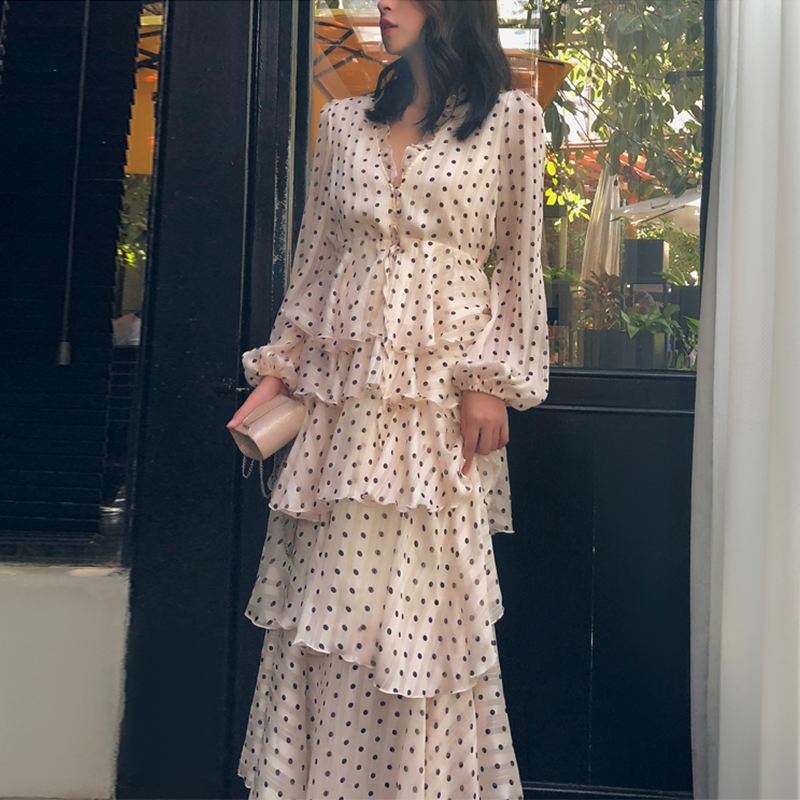 2019 spring clothes new pattern French Retro Yamamoto longuette France A small minority V-neck Wave Chiffon Dressin the Office Equipment/Consumables/Related Services , Packaging Equipment/Signs and supplies , Gift Bags/Plastic bags category - from Buy2taobao.com to provide professional Taobao agent buy service