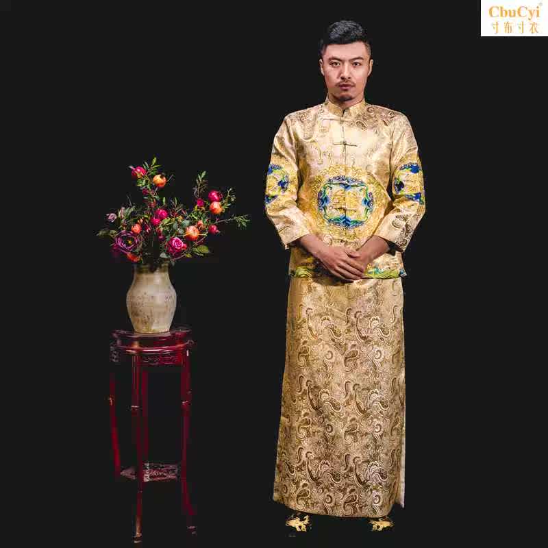 男士秀禾服金色结婚新郎衣服中式马褂黄色龙凤男装秀和唐装伴郎服|ruв категории Мужская одежда, национальная одежда - от Buy2taobao.com для оказания профессиональной услуги покупки агента Taobao