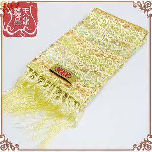  出国礼品 中国特色 商务礼品 云锦 围巾 礼盒 黄色碎花 026