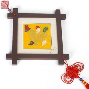  出国礼品 南京特色 高档云锦井架礼盒 商务会议礼品  黄色方辟邪