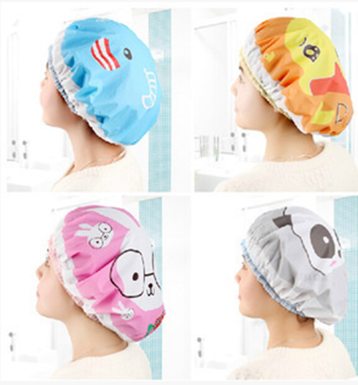 lovely Cartoon take a shower Shower cap Japanese waterproof Bathing cap Shampoo cap Capin the Family/Personal Cleaning Tools , Personal care cleaning appliances , Shower cap category - from Buy2taobao.com to provide professional Taobao agent buy service