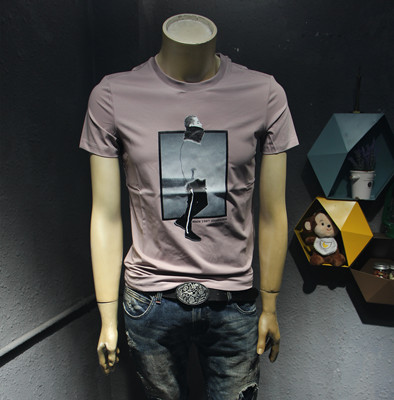 特价夏季丝光棉圆领短袖T恤男士夏季青年休闲上衣韩版体恤衫潮流