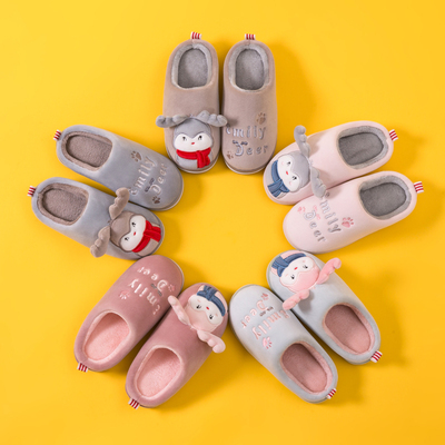 儿童棉拖鞋宝宝秋冬季男童女童室内家用可爱防滑亲子毛毛棉鞋新款