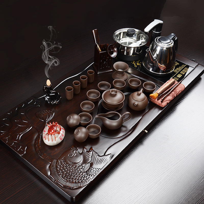 Manufactor Direct selling Lotus solid wood tea tray Imported Ebony tea tray fully automatic Quick furnace tea set suitin the Tableware , Tea set , Tea package category - from Buy2taobao.com to provide professional Taobao agent buy service