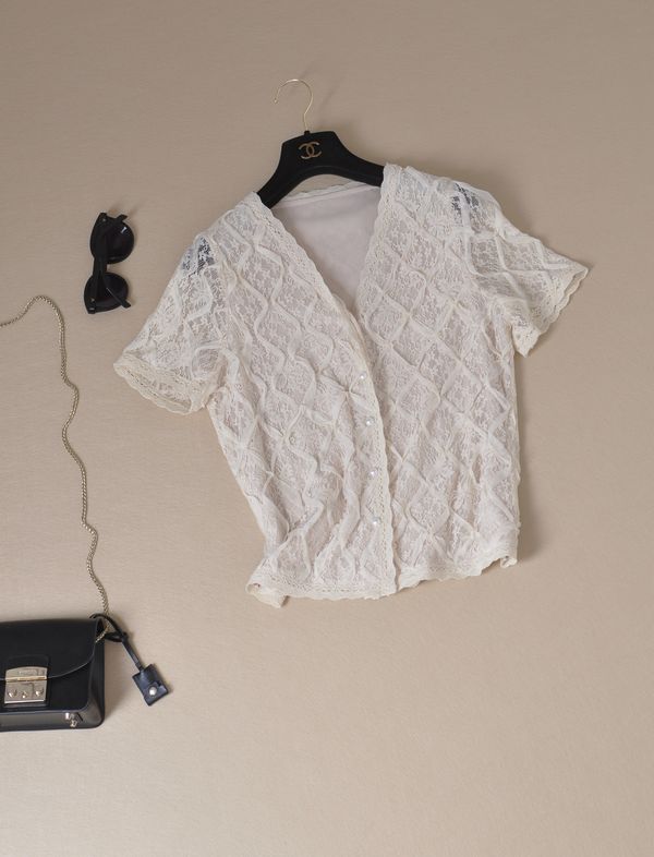 优雅名媛风!又仙有!珍珠扣蕾丝开衫|msdalam kategori Butik wanita / wanita, shirt - dari Buy2taobao.com untuk memberikan perkhidmatan ejen Taobao profesional membeli