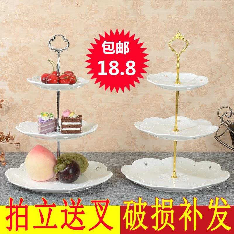 欧式陶瓷三层水果盘甜品台多层蛋糕架干果盘茶点心生日托盘在类目 餐饮具, 餐具, 果盆/果盘/果篮中 - 来自Buy2taobao.com提供专业的淘宝代购服务