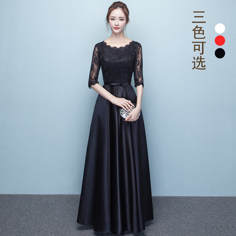主持人晚禮服女2017新款宴會高貴優雅連衣裙修身顯瘦黑色禮服長款在類目 女裝/女士精品, 婚紗/旗袍/禮服, 禮服/晚裝中 - 來自Buy2taobao.com提供專業的淘寶代購服務