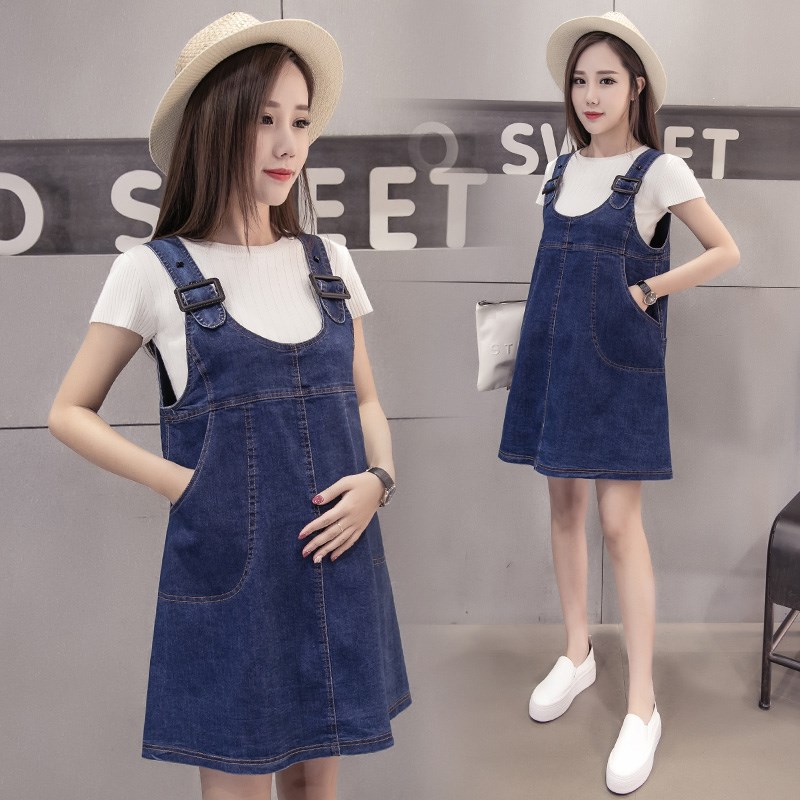 Women dress summer suit 2019 Trend Korean Edition fashion Summer wear Denim skirt Short sleeved T-shirt Suspender skirtin the Maternity/Maternal supplies/Nutrition , Maternity , Dress category - from Buy2taobao.com to provide professional Taobao agent buy service