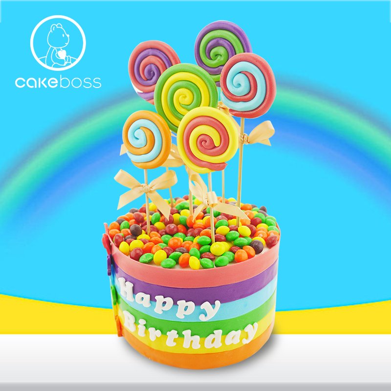 CAKEBOSS Rainbow candy birthday Cake Cheese Cheese Beijing Guangzhou Shanghai Xi'an Shenyang Same city Distributionin the Aquatic meat/Fresh fruits and vegetables/Cooked , Fresh cakes category - from Buy2taobao.com to provide professional Taobao agent buy service