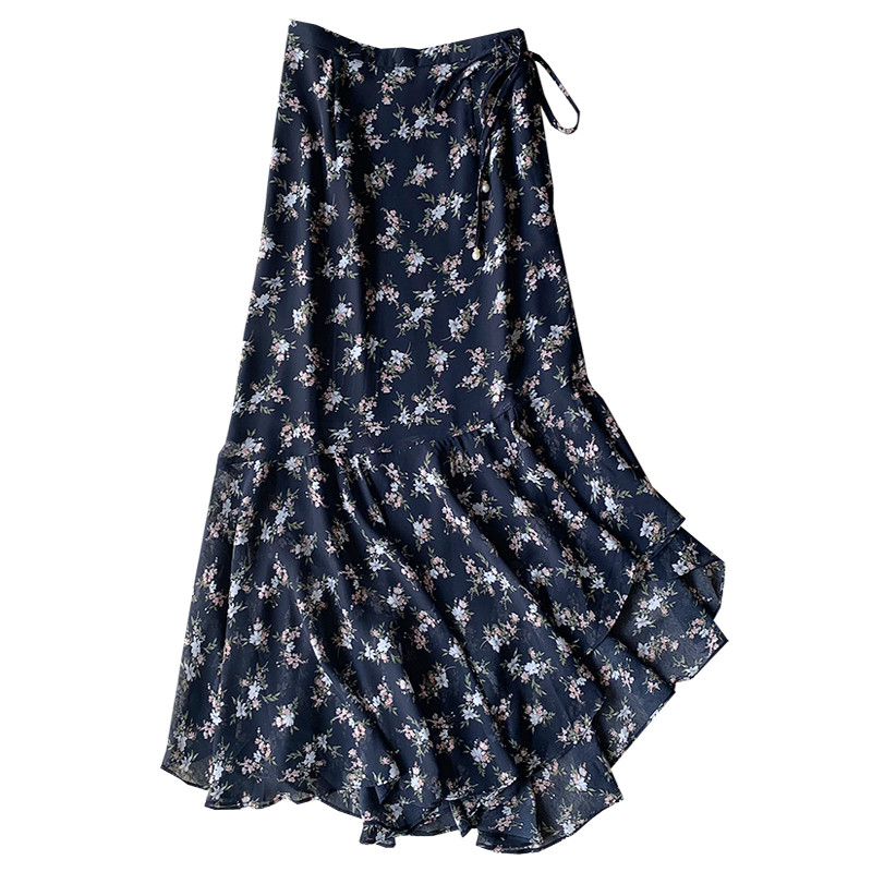 2019 new pattern Korean Edition Frenum natural Chiffon Broken flowers Fishtail skirt Irregular skirt The dressin the Women's clothing/Boutique , Skirts category - from Buy2taobao.com to provide professional Taobao agent buy service