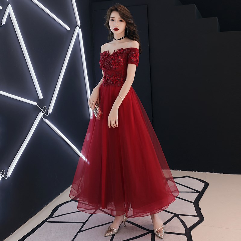 一字肩敬酒服新娘2019结婚新款小个子订婚晚宴小礼服女红色长款春|msdalam kategori Butik wanita / wanita, perkahwinan/Cheongsam/pakaian, pakaian/malam - dari Buy2taobao.com untuk memberikan perkhidmatan ejen Taobao profesional membeli