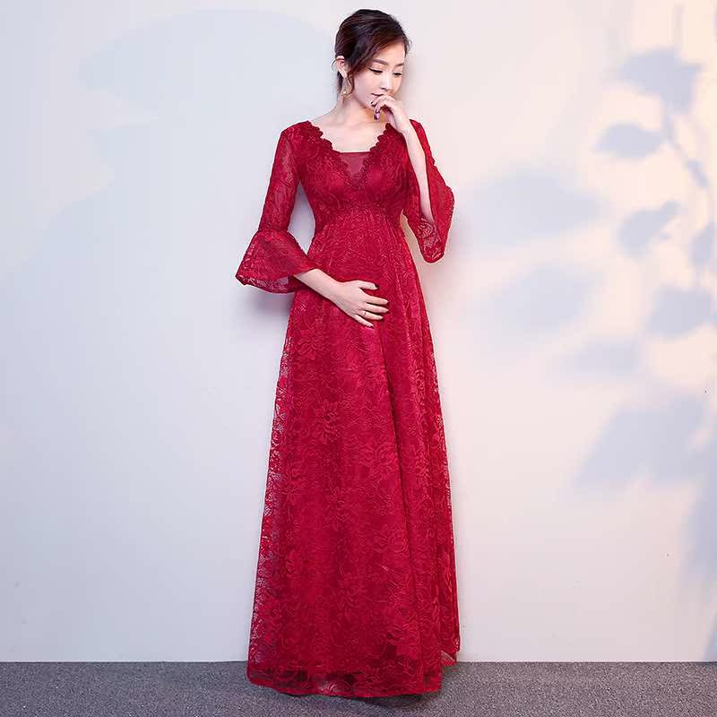 敬酒服孕妇新娘高腰遮肚春季2018结婚新款长款红色长袖修身礼服女在类目 女装/女士精品, 婚纱/旗袍/礼服, 礼服/晚装中 - 来自Buy2taobao.com提供专业的淘宝代购服务