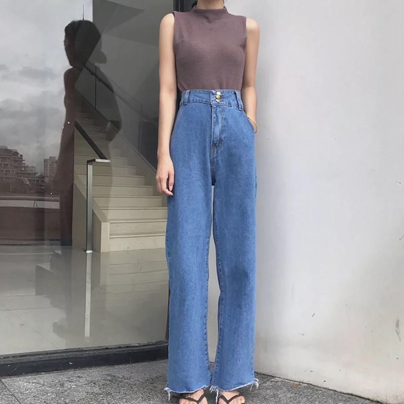 2018 New Korean bf Paige Easy Slender 3 student Versatile Broad leg Washed Jeansin the Women's clothing/Boutique , Pants , Casual pants category - from Buy2taobao.com to provide professional Taobao agent buy service