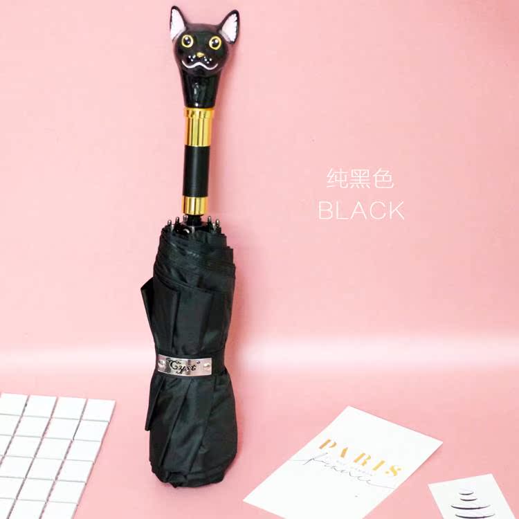 防晒头伞柄黑胶猫咪伞女折叠晴雨两用太阳伞遮阳伞防紫外线|msdalam kategori rumah harian, payung/gear hujan/Rain/Lembap-bukti, payung - dari Buy2taobao.com untuk memberikan perkhidmatan ejen Taobao profesional membeli