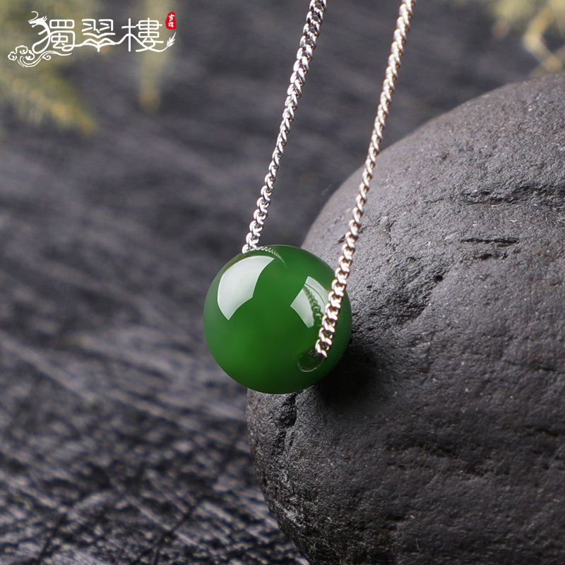Wada Jasper Passepartout Bead Pendant S925 Silver Necklace natural Spinach Shilaiyunzhuan Pendantin the Jewelry/Diamond/Jade/Gold , And nephrite , Choker category - from Buy2taobao.com to provide professional Taobao agent buy service