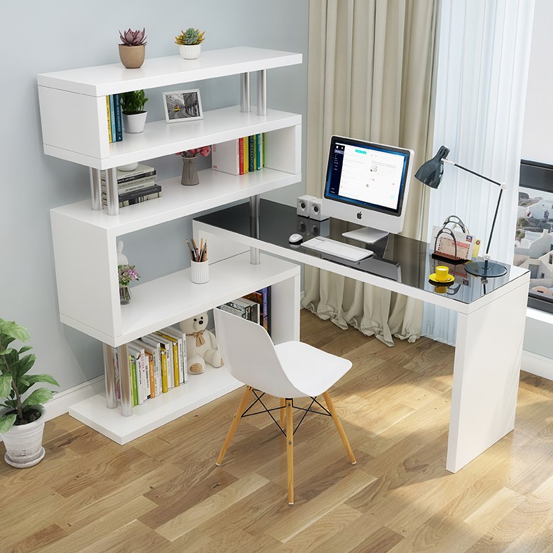 rotate desk bookshelf combination household Toughened glass Writing simple and easy Desktop Table Simplicity Computer deskin the Residential furniture , Tables , Computer Desk category - from Buy2taobao.com to provide professional Taobao agent buy service