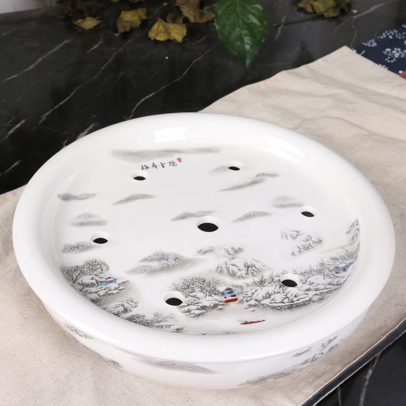 【降价了】青花瓷茶盘整套家用大号圆形陶瓷双层储水功夫茶|ruв категории посуда, чайный сервиз, чайный поднос - от Buy2taobao.com для оказания профессиональной услуги покупки агента Taobao
