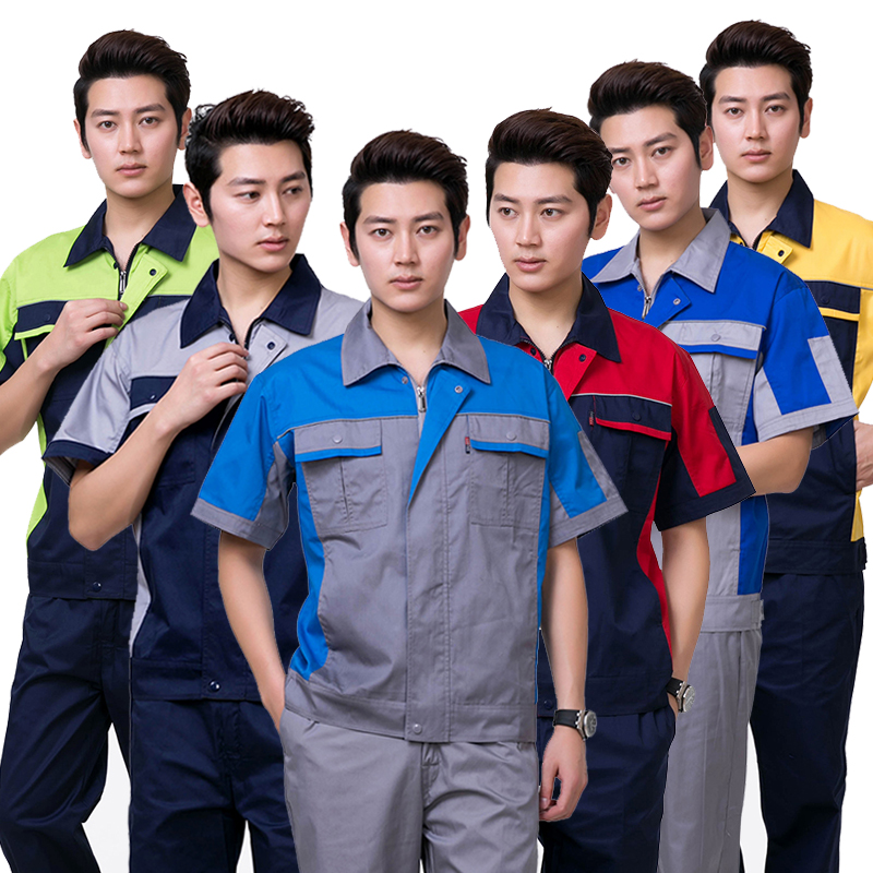 短袖工作服套裝男夏耐磨工人工作服半袖透氣車間勞保汽修服上衣在類目 男裝, 套裝, 工裝制服中 - 來自Buy2taobao.com提供專業的淘寶代購服務