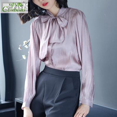 2018 Spring new pattern Retro Long sleeve bow Frenum shirt jacket Ribbon Occupation shirtin the Women's clothing/Boutique , Lace shirt/Chiffon shirt category - from Buy2taobao.com to provide professional Taobao agent buy service
