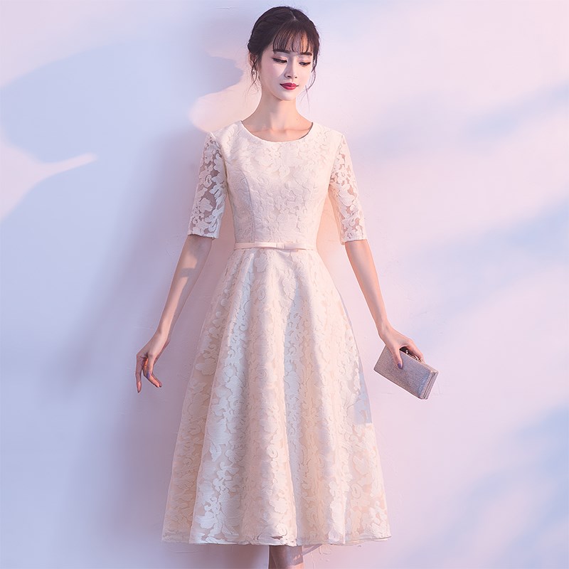 宴会晚礼服2018新款伴娘服秋冬季长袖聚会年会礼服连衣裙中长款在类目 女装/女士精品, 婚纱/旗袍/礼服, 礼服/晚装中 - 来自Buy2taobao.com提供专业的淘宝代购服务