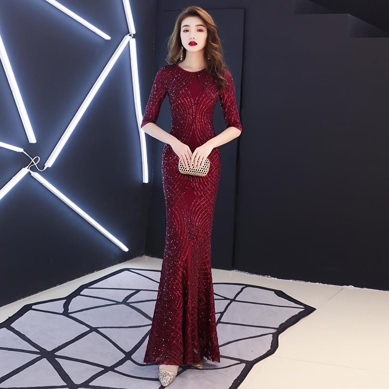 Red evening dress 2019 new pattern fashion banquet Noble temperament Host have more cash than can be accounted for fish tail Toast clothing bridein the Women's clothing/Boutique , Wedding/Cheongsam/Formal dress , Formal dress/Evening category - from Buy2taobao.com to provide professional Taobao agent buy service
