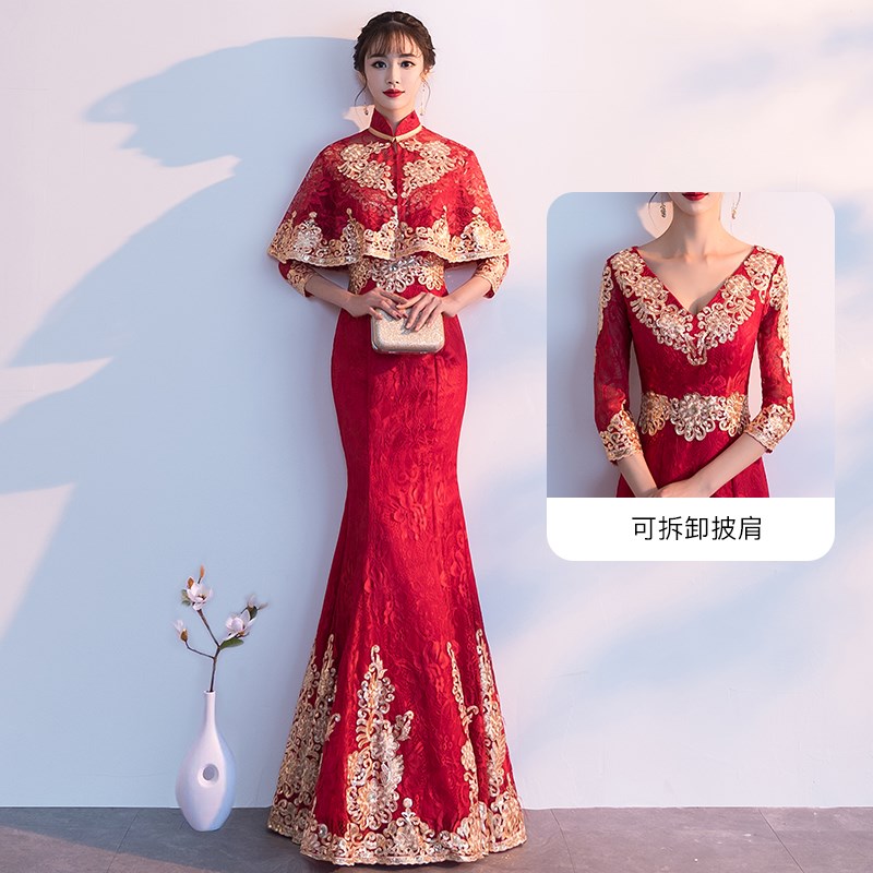 魚尾敬酒服新娘2019新款春季顯瘦紅色中式結婚旗袍進酒修身晚禮服在類目 女裝/女士精品, 婚紗/旗袍/禮服, 禮服/晚裝中 - 來自Buy2taobao.com提供專業的淘寶代購服務