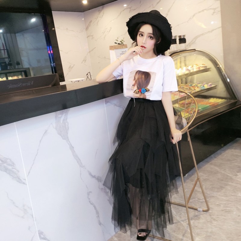 Two piece set 2019 New products Versatile T-shirts Short sleeved printing T-shirt Paige Jacobs Layer upon layer skirtin the Shoes/Baby Shoes/Parent-child shoes , Parent-child shoes category - from Buy2taobao.com to provide professional Taobao agent buy service