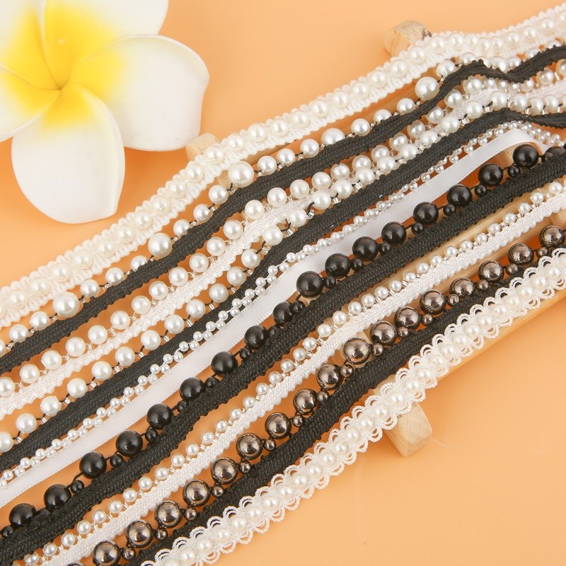 Webbing unilateral Nail bead decorate Wedding dress lace Clothing side diy black and white Pearl Lace Collar Clothes & Accessories accessories decoratein the Home Fabric , Sew DIY Material,Tools and finished products , Sew DIY Fitting/Accessories/Accessories , Lace category - from Buy2taobao.com to provide professional Taobao agent buy service