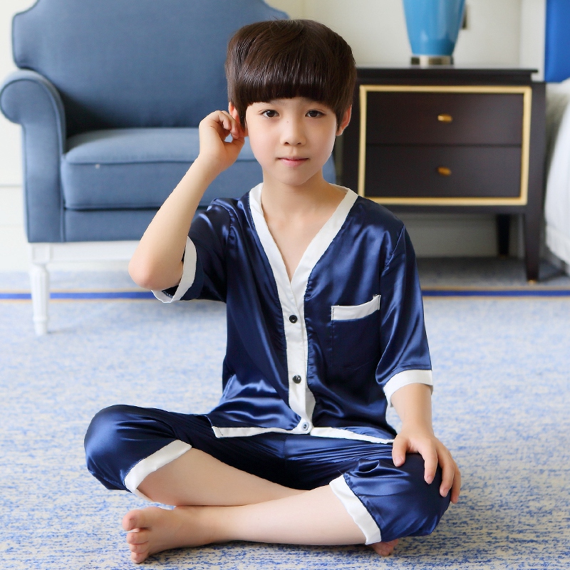 儿童冰丝男童睡衣夏季薄款空调服夏天中大童12岁短袖家居服15套装|msdalam kategori Kanak-kanak/Bayi/Keluarga dipasang, pakaian kanak-kanak di rumah, pakej perkhidmatan rumah - dari Buy2taobao.com untuk memberikan perkhidmatan ejen Taobao profesional membeli