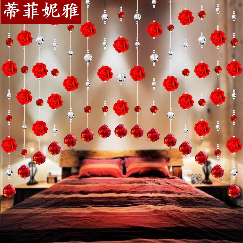 珠帘 玫瑰花隔断帘成品 门帘玄关卧室客厅挂帘水晶帘 免打孔在类目 居家布艺, 窗帘门帘及配件, 珠帘/挂帘中 - 来自Buy2taobao.com提供专业的淘宝代购服务