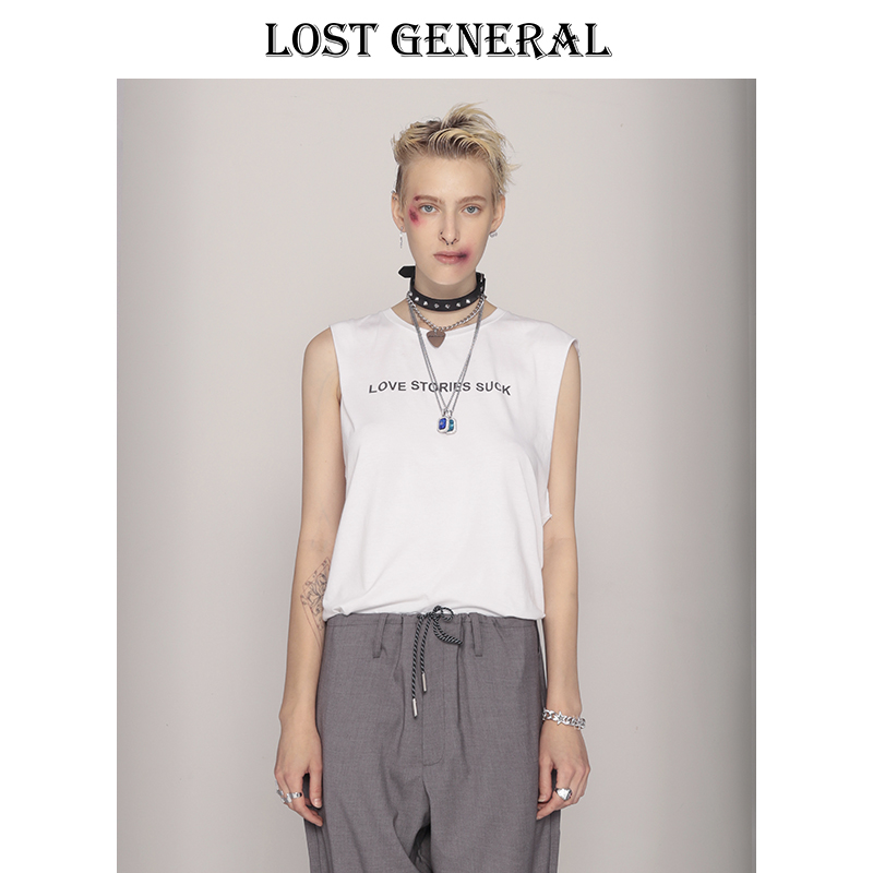 LOST GENERAL 夏季新品街头潮流印花白色背心宽松男女通款|msdalam kategori Pakaian Lelaki, Vest/Vest - dari Buy2taobao.com untuk memberikan perkhidmatan ejen Taobao profesional membeli