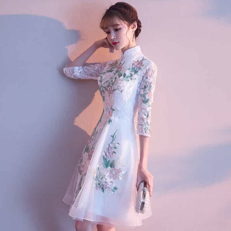 旗袍版新款2019改良复古春季短款晚礼服少女学生连衣裙日常新款在类目 女装/女士精品, 婚纱/旗袍/礼服, 礼服/晚装中 - 来自Buy2taobao.com提供专业的淘宝代购服务