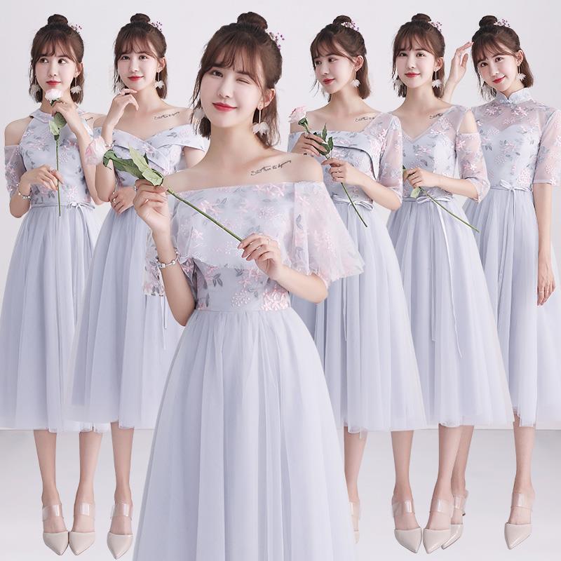 灰色演出学生可爱 2019复古姐妹裙创意连衣裙婚礼显瘦长裙在类目 女装/女士精品, 婚纱/旗袍/礼服, 礼服/晚装中 - 来自Buy2taobao.com提供专业的淘宝代购服务