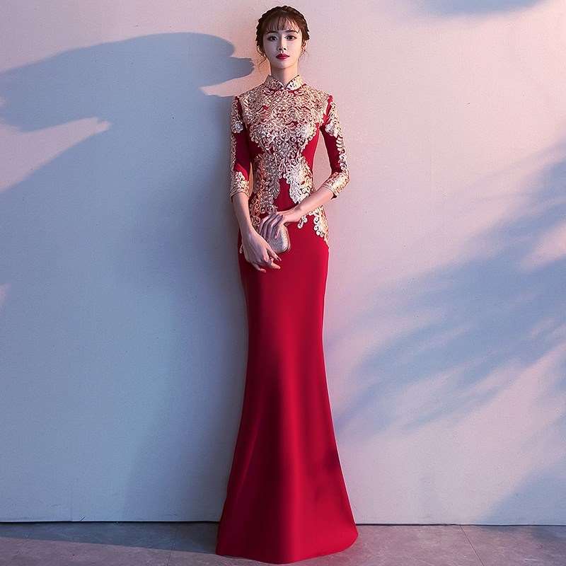 Dress Fairy Dream full dress banquet Noble Dignified Party Chinese style bride Toast clothing 2018 newin the Women's clothing/Boutique , Wedding/Cheongsam/Formal dress , Formal dress/Evening category - from Buy2taobao.com to provide professional Taobao agent buy service