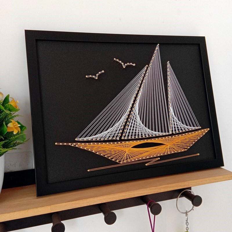 帆船弦丝画手工diy书房礼物钉子绕线画缠线画北欧客厅装饰画包邮在类目 家居饰品, 装饰画, DIY/数字油画中 - 来自Buy2taobao.com提供专业的淘宝代购服务