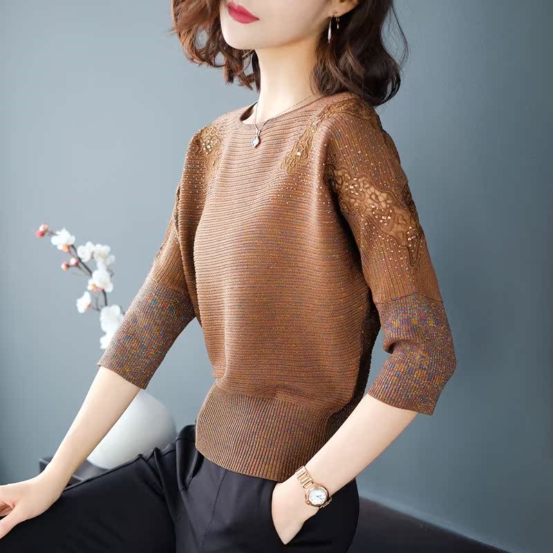 Sleeve of bat Silk knitwear 2019 Spring and summer Short Easy Lace T-shirt Three Quarter Sleeve Thin section Hollow jacketin the Electronic Dictionary/Electronic paper book/Stationery , Printing Products , Other bags category - from Buy2taobao.com to provide professional Taobao agent buy service