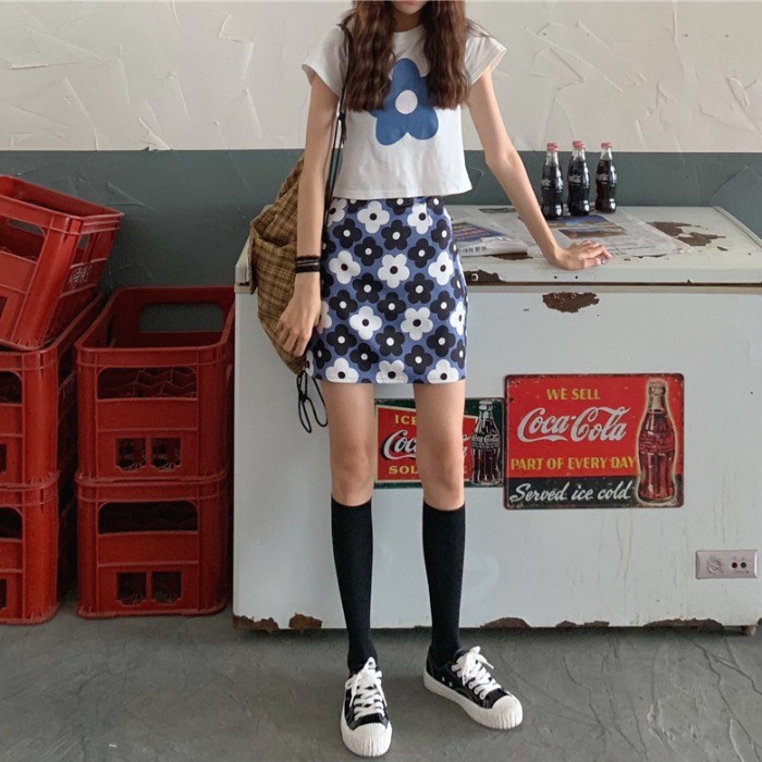 fresh summer Easy Retro Flower Paige skirt Short skirt Self cultivation have cash less than that is registered in the accounts Navel Floret printing T-shirtin the Women's clothing/Boutique , Skirts category - from Buy2taobao.com to provide professional Taobao agent buy service
