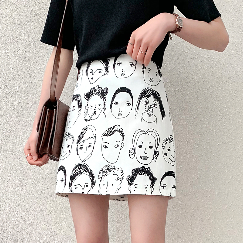 短裙女2019夏季新款韩版高腰半身裙人像印花包臀裙显瘦百搭a字裙在类目 女装/女士精品, 半身裙中 - 来自Buy2taobao.com提供专业的淘宝代购服务