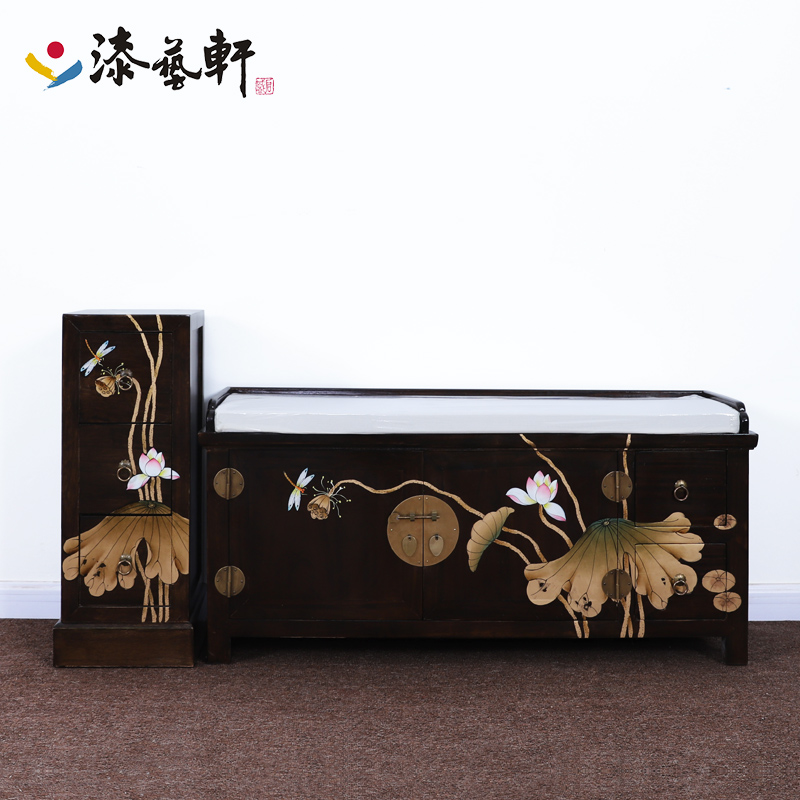 禅意中式香樟木彩绘门厅穿换鞋凳实木储物凳客厅收纳多层鞋架家具|ruв категории жилой мебели, места категории, стул, менять обувь стул - от Buy2taobao.com для оказания профессиональной услуги покупки агента Taobao