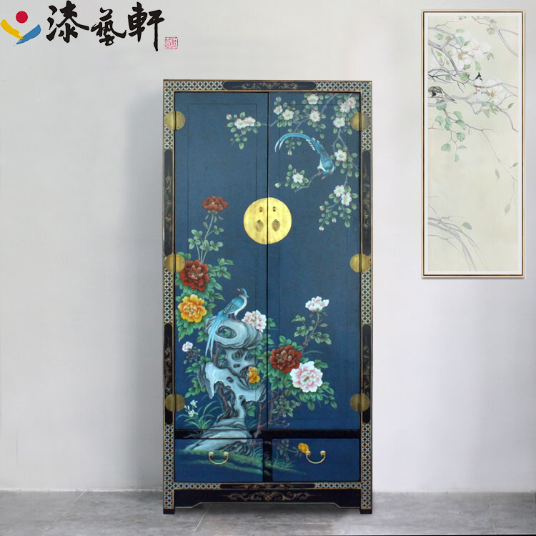 简约新中式现代彩绘香樟木实木衣柜防虫小户型大容量卧室双门定制|ruв категории жилой мебели, кабинет, гардероб - от Buy2taobao.com для оказания профессиональной услуги покупки агента Taobao