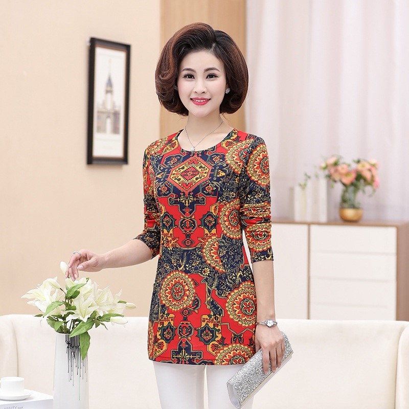 new pattern spring and autumn Korean small shirt Long sleeve Add fertilizer XL Women's wear Middle and old age Base coat Mom outfit The gownin the Women's clothing/Boutique , Middle-aged women category - from Buy2taobao.com to provide professional Taobao agent buy service