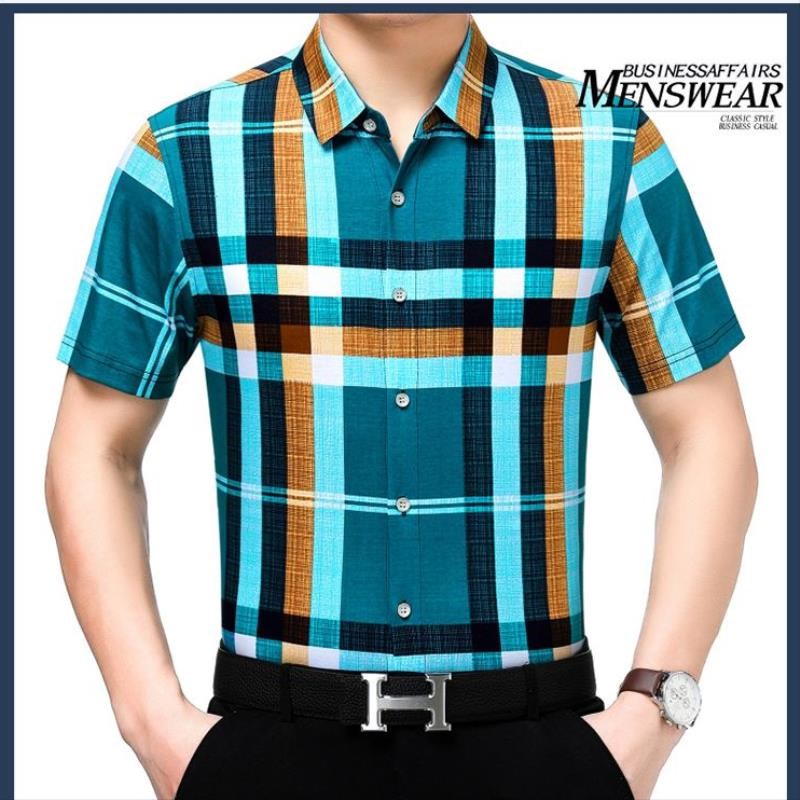 summer Thin section pure cotton half sleeve shirt Easy Cardigan jacket Mercerized cotton printing lattice DP Short sleeved shirtin the Men's clothing, T-shirt category - from Buy2taobao.com to provide professional Taobao agent buy service