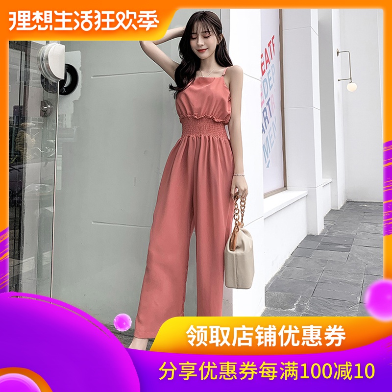 连体裤女2019新款夏坠感直筒冰丝吊带连衣阔腿裤高腰垂感显瘦长裤|ruв категории Женская одежда, брюки, брюки - от Buy2taobao.com для оказания профессиональной услуги покупки агента Taobao